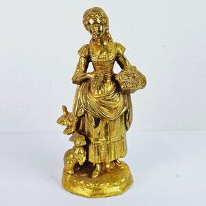 French Gilt Bronze Female Figurine Victorian Mid 19th Century Porcelain 8.5"